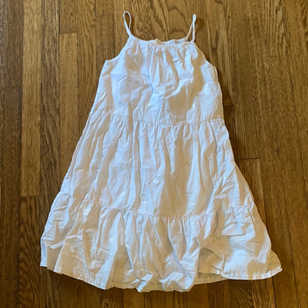 White Spaghetti Strap Dress with Gold Design